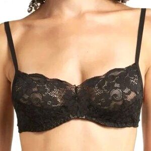 Free People HAH Hook Up Demi Bra Lace Demi Underwire Black DD32-40 #80213